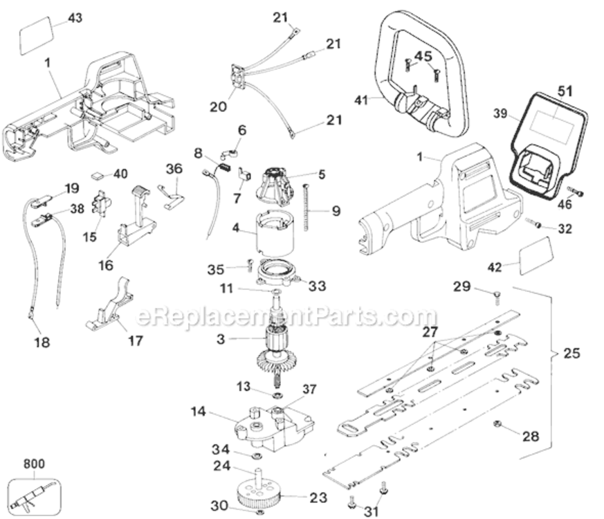 Page A Diagram and Parts List for HT500 Type 4 Black and Decker Hedge Trimmer
